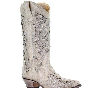 Corral Cream Embellished Western Heeled Boots